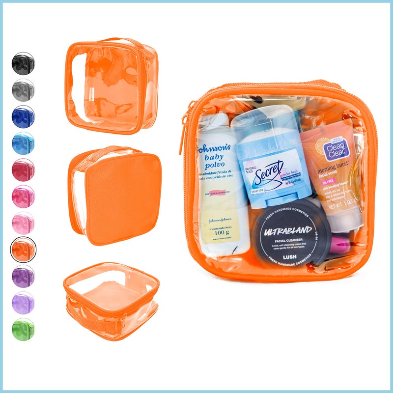 EzPacking Clear TSA Approved 3-1-1 Travel Toiletry Bag for Carry On/Quart Size Transparent Liquids Pouch for Airport Security/Reusable See Through Vinyl & PVC Plastic Organizer Men Women (Orange) - Image 2
